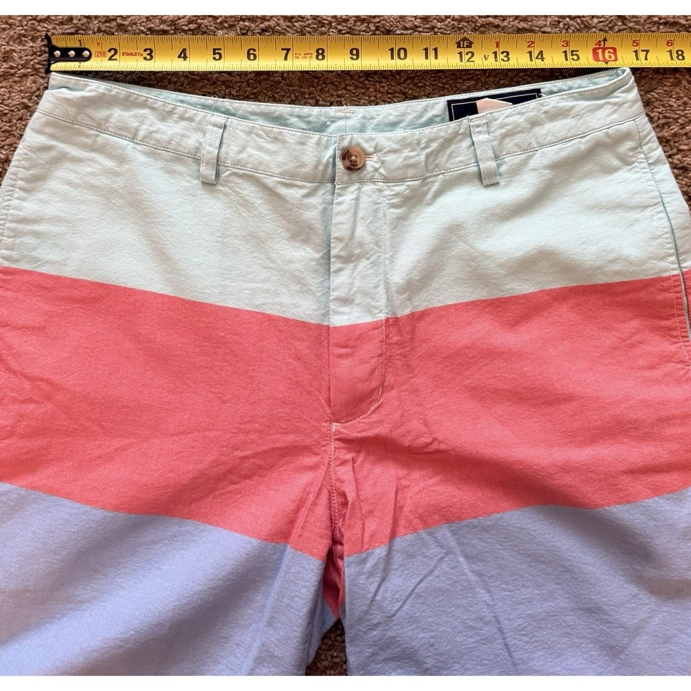 Men's Vineyard Vines Oxford Tri Stripe Shorts Size 34 Summer Patriotic Beach - Picture 6 of 7
